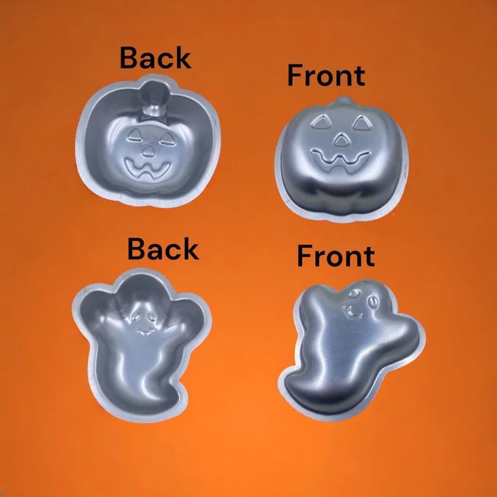 Ghost & Pumpkin Wilton Singles Metal Mini Muffin Loaf Tin Halloween Cake PanREAD